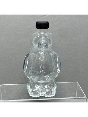 Vintage Polar Bear Shaped Glass Figural Bottle With Black Lid 375ml Decorative